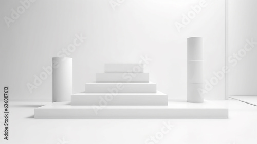 white podium abstract empty three-dimensional platform design.