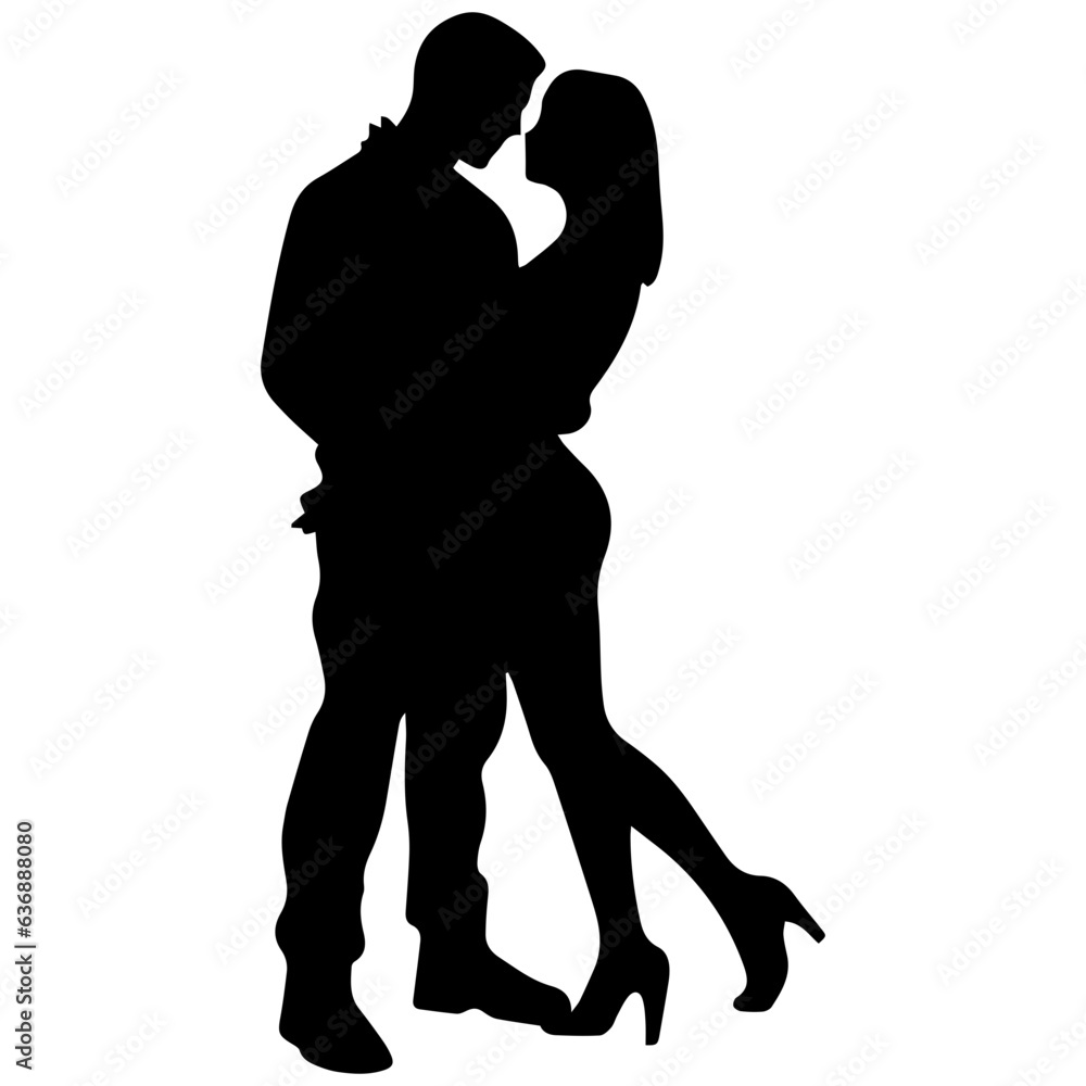 vector illustration of a silhouette of a loving couple vector illustration of a silhouette of a loving couple
