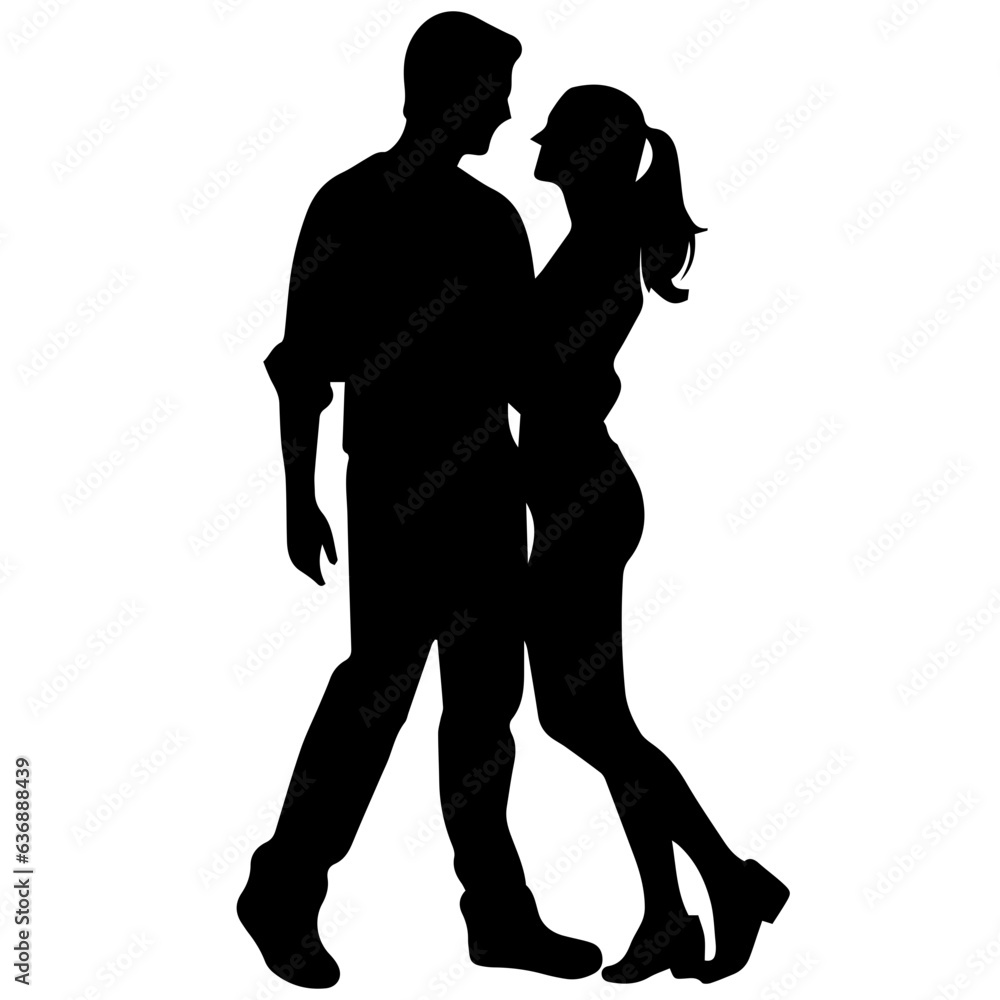 vector illustration of a silhouette of a loving couple