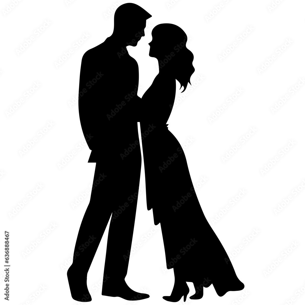 vector illustration of a silhouette of a loving couple