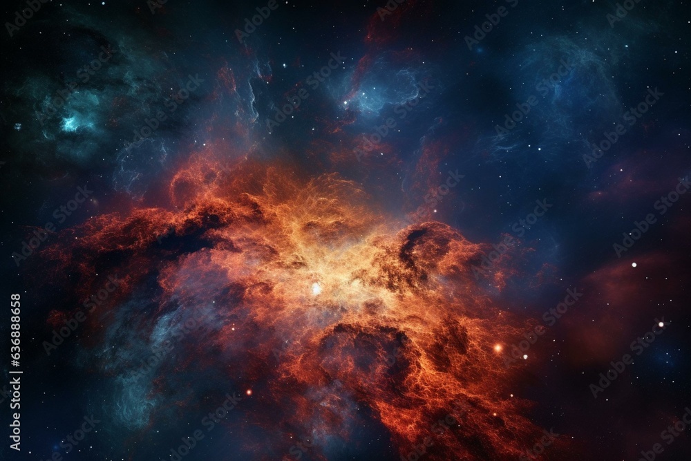 Vibrant celestial nebula amid an expanse of stars and cosmic wonder. A breathtaking supernova wallpaper fit for your screen. Generative AI