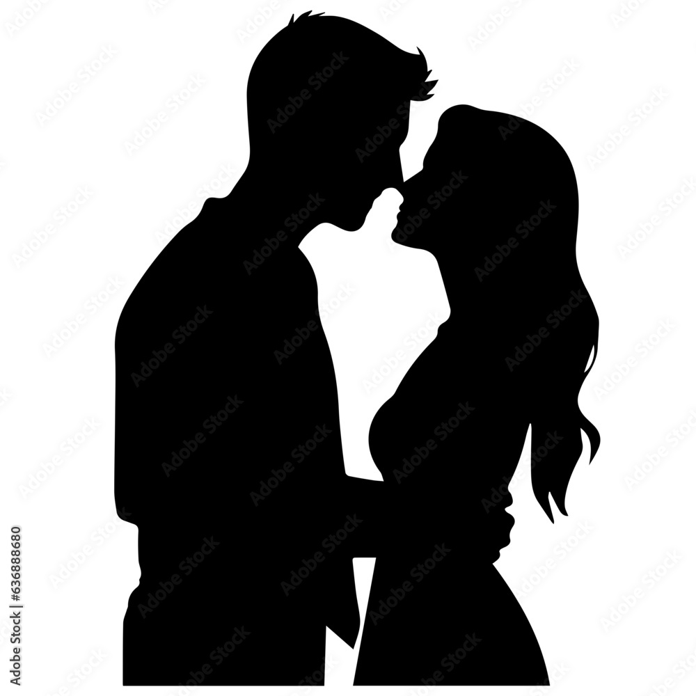vector illustration of a silhouette of a loving couple vector illustration of a silhouette of a loving couple