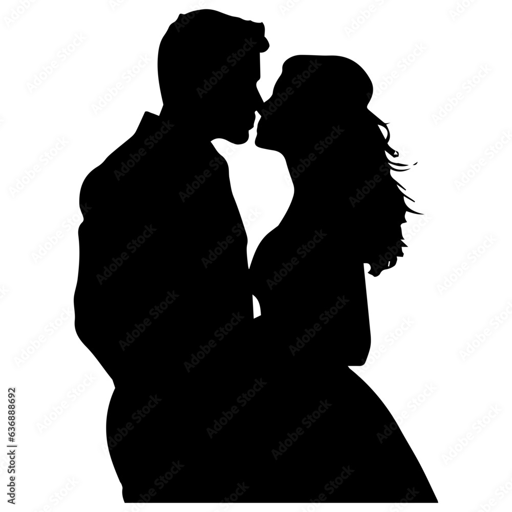 vector illustration of a silhouette of a loving couple vector illustration of a silhouette of a loving couple