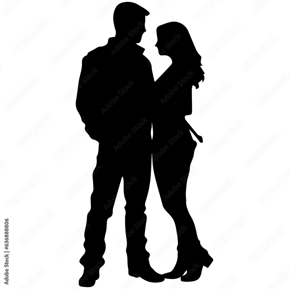 vector illustration of a silhouette of a loving couple