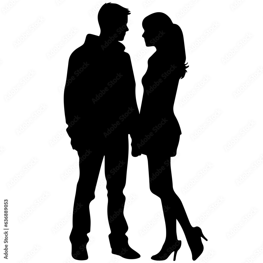 vector illustration of a silhouette of a loving couple