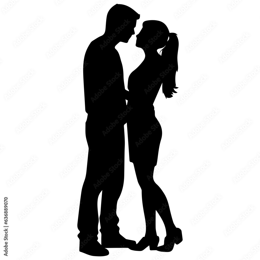 vector illustration of a silhouette of a loving couple