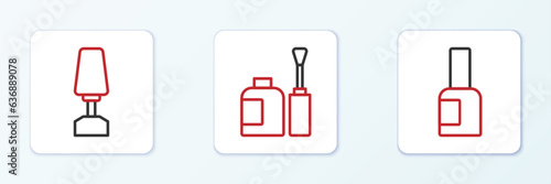 Set line Bottle of nail polish, Milling cutter for manicure and icon. Vector