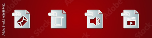 Set MSG file document, JS, WMA and MOV icon. Vector
