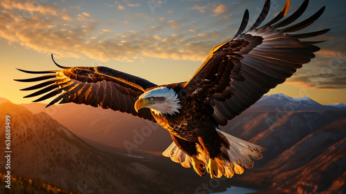 A majestic eagle soaring in the sky.  AI Generative. © Miry Haval