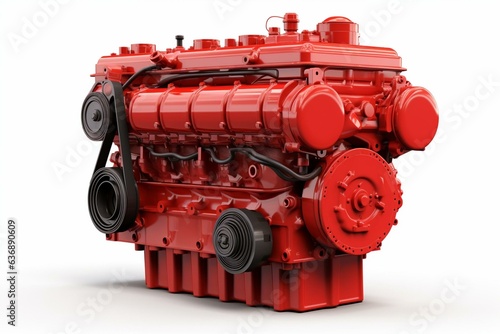 Isolated 3D diesel engine model on white background. Generative AI