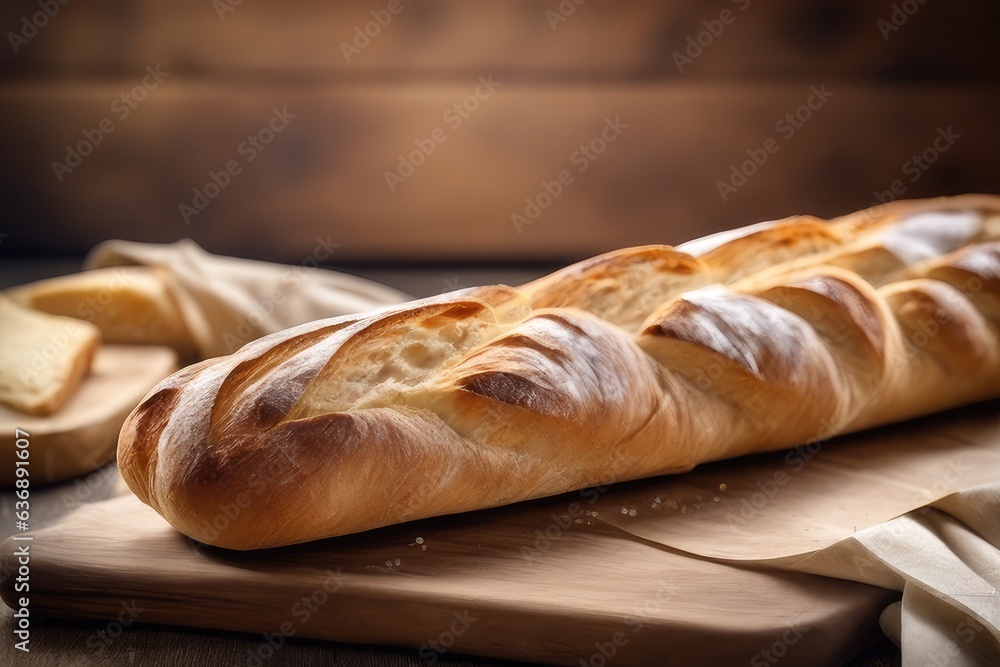 loaf of bread on wooden table loaf of bread on wooden table