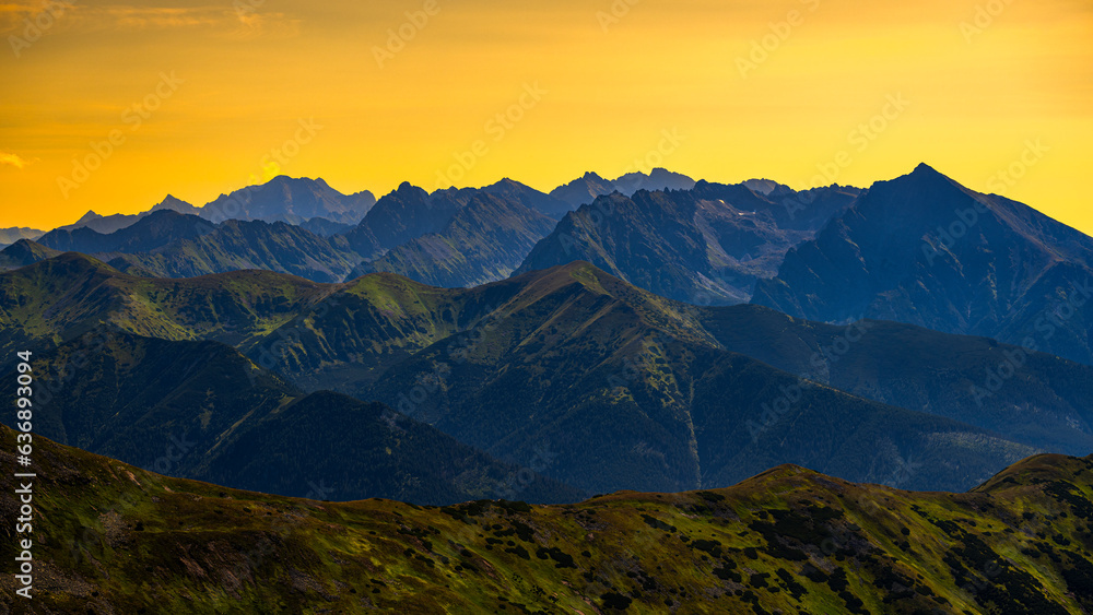 Fototapeta premium Panorama of the High Tatras from the mount Bystra.