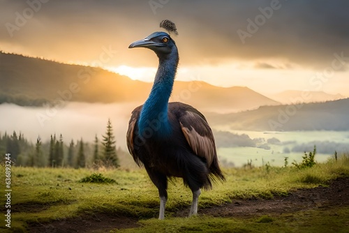 ostrich in the morning photo
