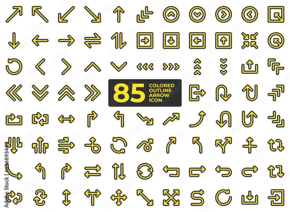 Arrow symbol icon set in pixel perfect, in colored outline style, for ...