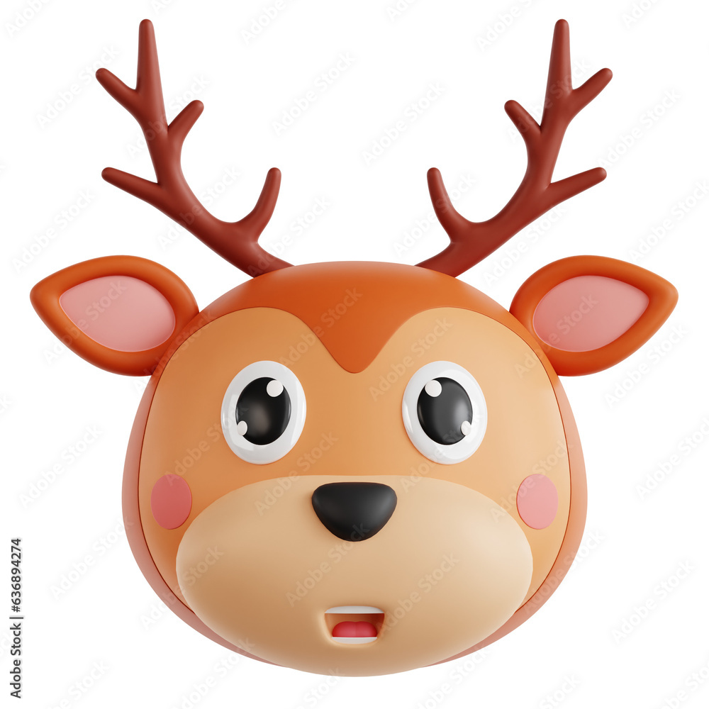 3D deer head icon