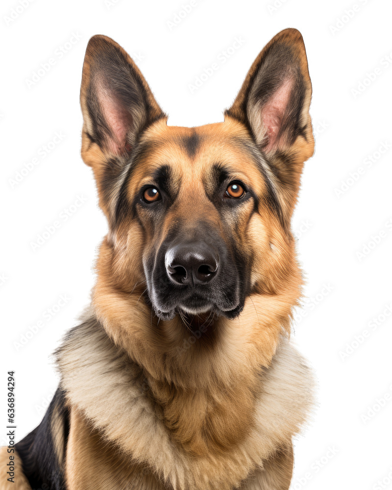 German shepherd isolated on white transparent background, png, dog