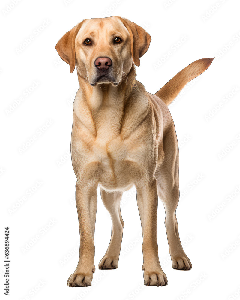 Labrador retriever isolated on white transparent background, png, dog
