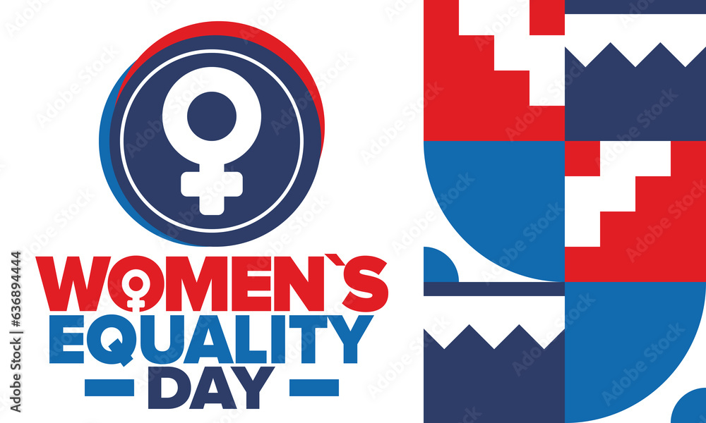 Fototapeta premium Women's Equality Day in United States. Female holiday, celebrated annually in August 26. Women right history month. Feminism concept. Poster, greeting card, banner and background. Vector illustration