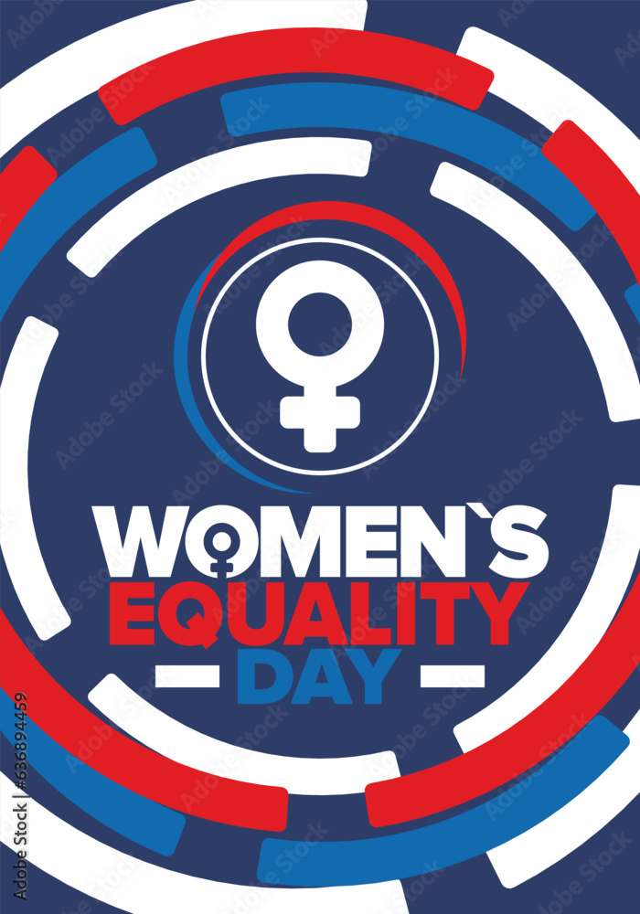 Women's Equality Day in United States. Female holiday, celebrated annually in August 26. Women right history month. Feminism concept. Poster, greeting card, banner and background. Vector illustration Women's Equality Day in United States. Female holiday, celebrated annually in August 26. Women right history month. Feminism concept. Poster, greeting card, banner and background. Vector illustration