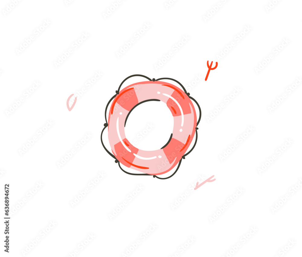 Hand drawn vector abstract cartoon graphic beach vector lifebuoy beach summer isolated. Pool lifesaver ring cartoon icon colorful. Inflatable beach sea water ring cartoon illustration design concept. Hand drawn vector abstract cartoon graphic beach vector lifebuoy beach summer isolated. Pool lifesaver ring cartoon icon colorful. Inflatable beach sea water ring cartoon illustration design concept.