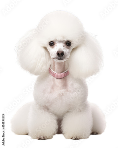 White poodle isolated on white transparent background, png, dog photo