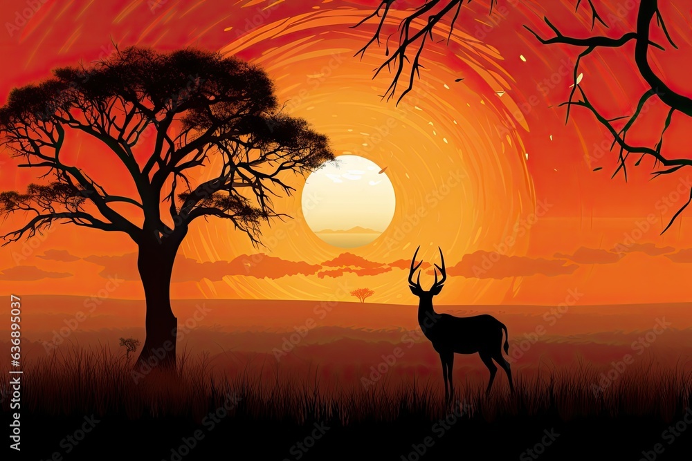 An antelope gracefully gallops across the vast African savannah.