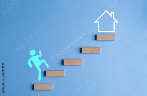 climbing  pursuing  stairs  insurance  protection  assurance  family  health  saving  finance pursuing financial security climbing stairs to insurance and retired plan amidst health care symbolism.