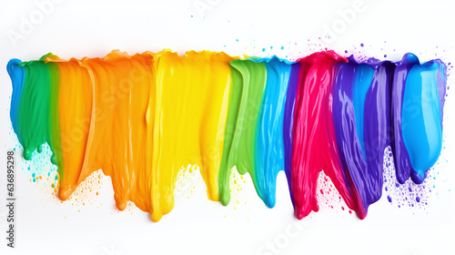Fototapeta Naklejka Na Ścianę i Meble -  Colorful rainbow paint brush stroke isolated on white background.