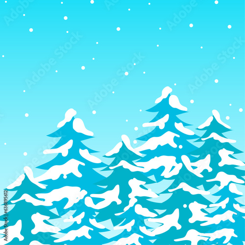 Vector lovely winter landscape with snowy trees