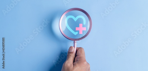 finding, peace, magnifier, seeking, insurance, protection, assurance, family, health, saving. finding peace in retirement magnifier seeking insurance amidst health care and hospital symbols.