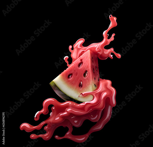 Energetic Eruption: Abstract Watermelon Splash on black background 