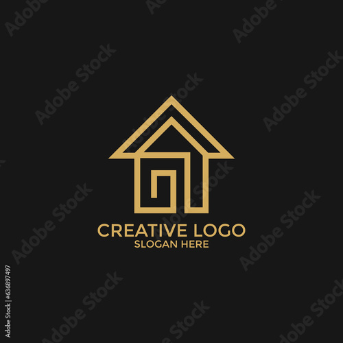Modern House logo  House Symbol Geometric Linear Style isolated Background. Usable for Real Estate  Construction  Architecture and Building Logos