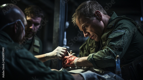 An image of combat medics practicing medical procedures during training, showcasing their dedication to maintaining readiness  © Наталья Евтехова