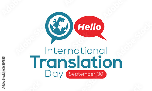 International Translation Day, September 30. Holiday concept. Template for background, banner, card, poster, illustration