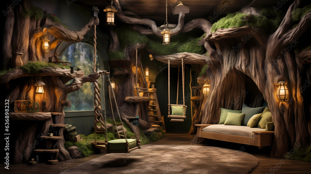 forest-themed children's playroom