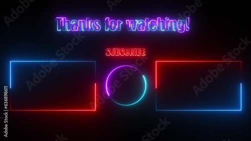 Wallpaper Mural End Screen Neon Frame isolated on black background. Seamless loop  Torontodigital.ca