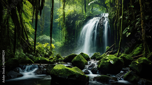 Waterfall in the jungle.Generative Ai