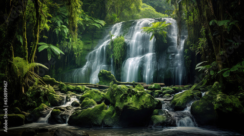 Waterfall in the jungle.Generative Ai