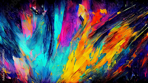 Colorful oil paint brush stroke abstract background texture design illustration photo