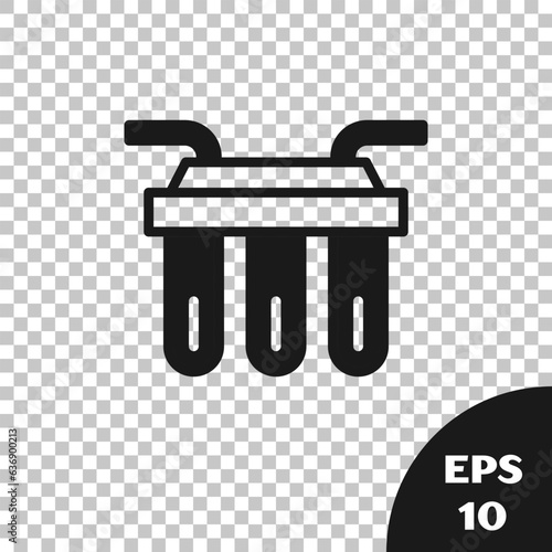 Black Water filter icon isolated on transparent background. System for filtration of water. Reverse osmosis system. Vector