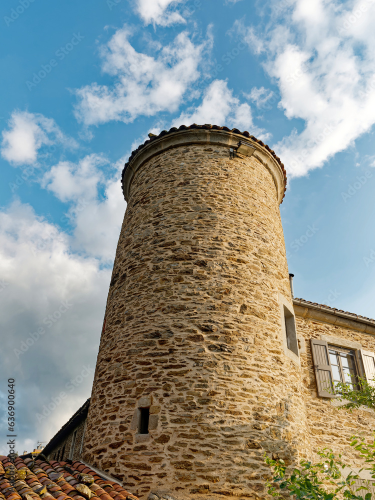 Southern round tower of Sainte-Croix-en-Jarez Carthusian monastery, Pilat, France