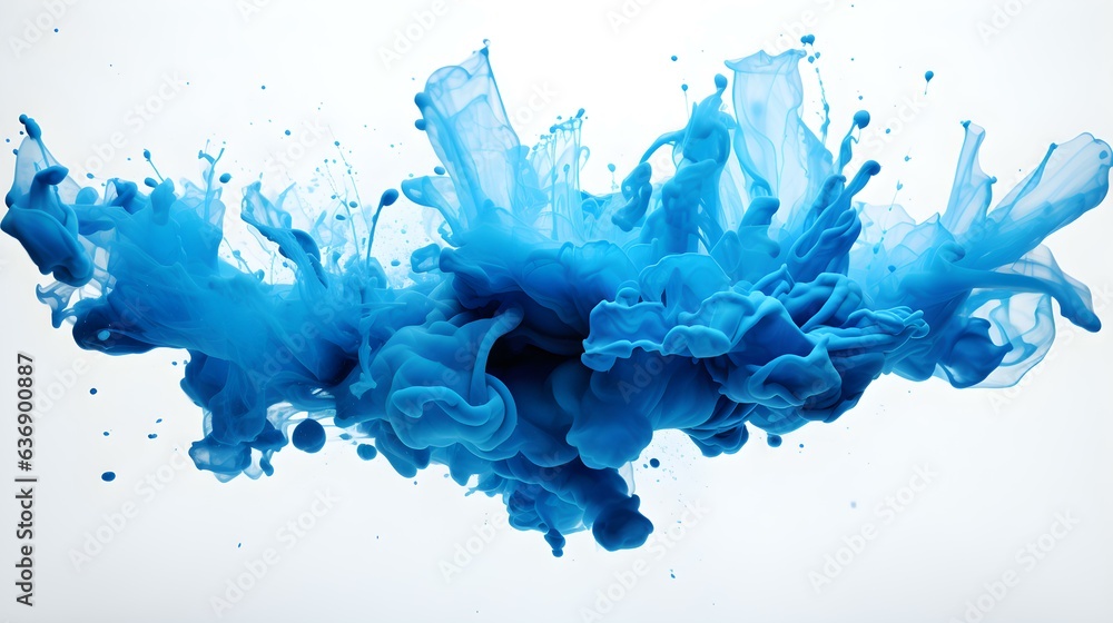 Blue Color Splash on a white Background. Artistic Color Explosion
Blue Color Splash on a white Background. Artistic Color Explosion