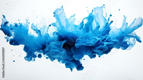 Blue Color Splash on a white Background. Artistic Color Explosion
