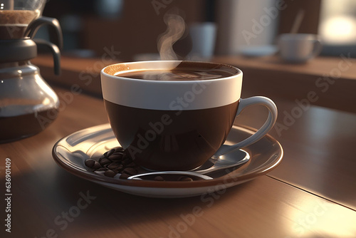 A cup of coffee filled with coffee lattee.,generative AI