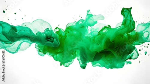 Emerald Color Splash on a white Background. Artistic Color Explosion
