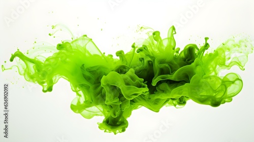 Green Color Splash on a white Background. Artistic Color Explosion
