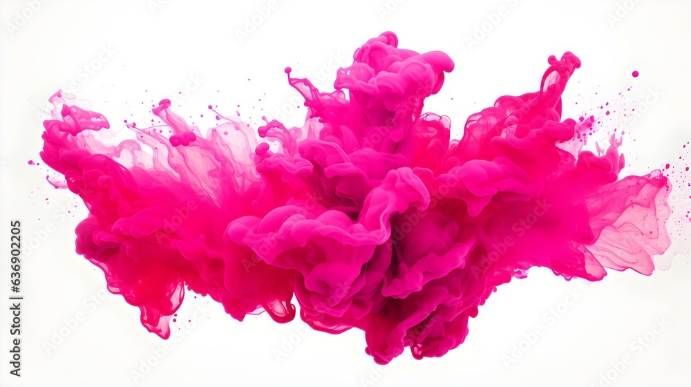 Hot pink Color Splash on a white Background. Artistic Color Explosion
