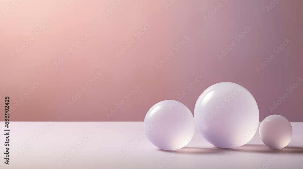 Delicate, translucent spheres float gracefully across a subtle gradient background Delicate, translucent spheres float gracefully across a subtle gradient background