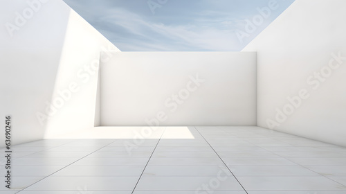 empty room , walls , sky, minimalistic