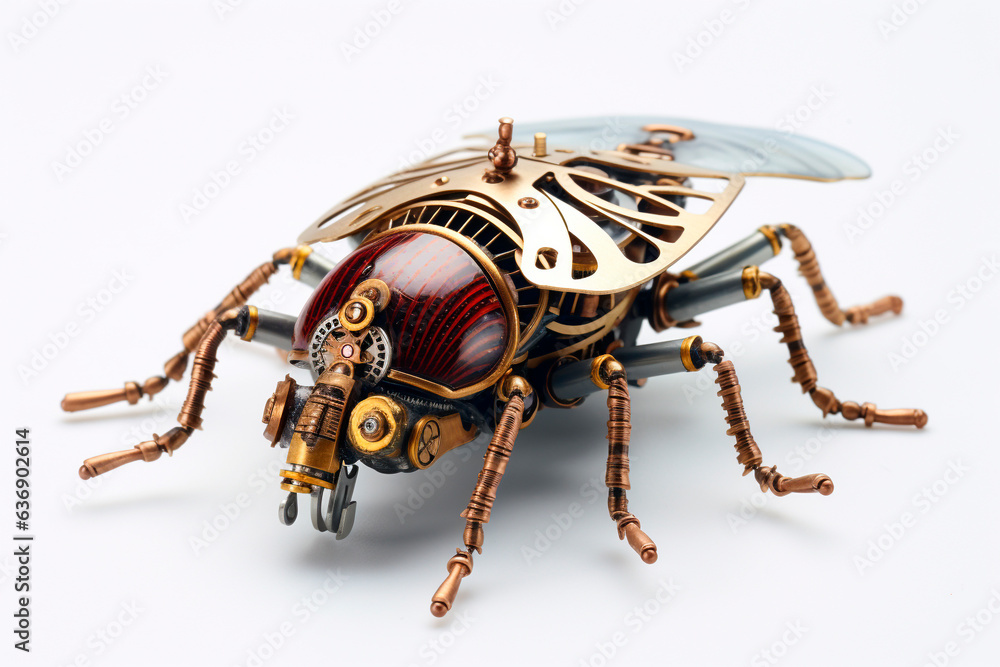 Fototapeta premium Steampunk Insect, white background